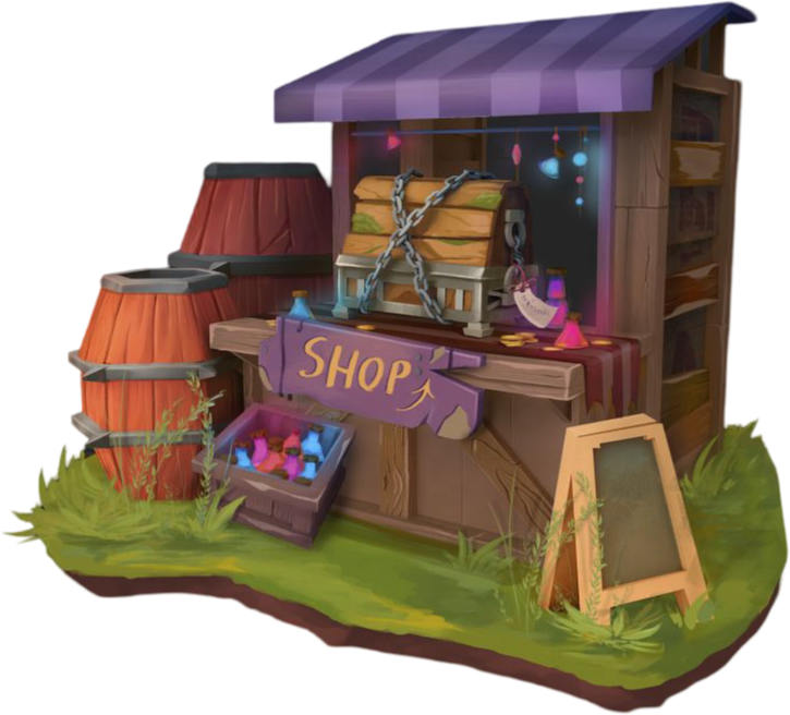 Fantasy shop stall with magical potions